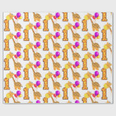 Erstes Geburtstags-Giraffen-Gewohnheits-Party Geschenkpapier (Flach)