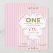 Erstes Geburtstags-Gold und rosa Einladung (Vorne/Hinten)