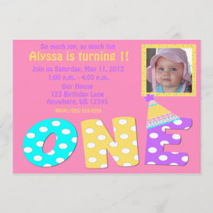 Erstes Geburtstags-Mädchen-Rosa Invitaiton Einladung