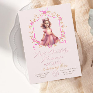 Erstes Geburtstags-Prinzessin Pink 1. Geburtstag P Einladung