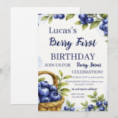 Erstes Geburtstagsjunge Berry 1. Geburtstag Einladung (Vorne/Hinten)
