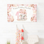Erstes Geburtstagskamerad Niedlich Pink Elephant Banner (Insitu)