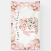 Erstes Geburtstagskamerad Niedlich Pink Elephant Banner (Vertikal)
