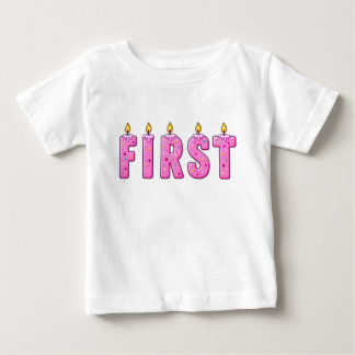 Erstes Geburtstagskerzen-Doppelseitiges Baby-T-Shi Baby T-shirt