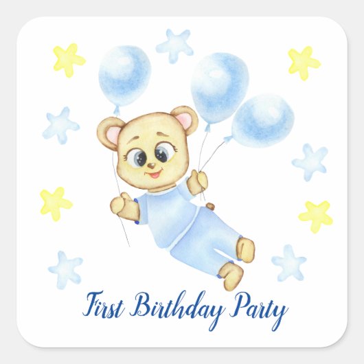 Erstes Geburtstagskind-Party positiv Quadratischer Aufkleber (Vorderseite)
