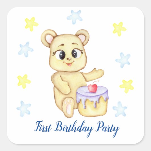 Erstes Geburtstagskind-Party positiv Quadratischer Aufkleber (Vorderseite)