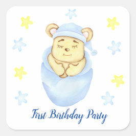 Erstes Geburtstagskind-Party positiv Quadratischer Aufkleber