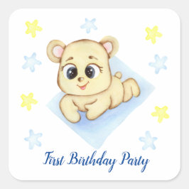 Erstes Geburtstagskind-Party positiv Quadratischer Aufkleber