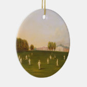 Erstes großartiges Match des Krickets spielte Keramik Ornament (Rechts)