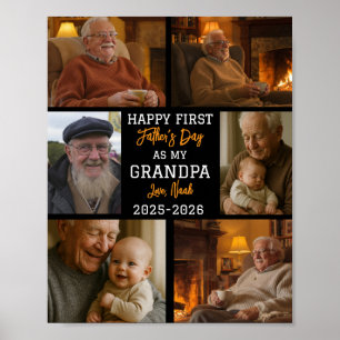 Erstes Großvater-Tag-Foto-Collage Poster
