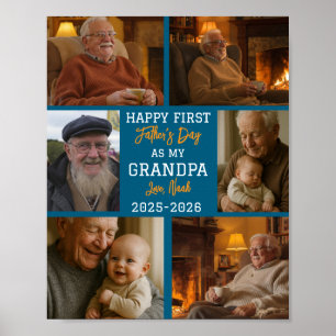 Erstes Großvater-Tag-Foto-Collage Poster