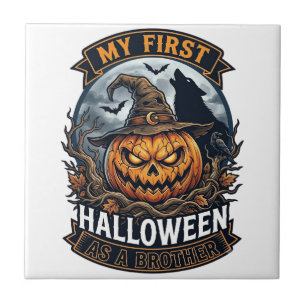 Erstes Halloween als Bruder Kürbis Wolf Mond_1 Fliese