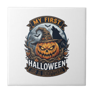 Erstes Halloween als Bruder Kürbis Wolf Mond_1 Fliese