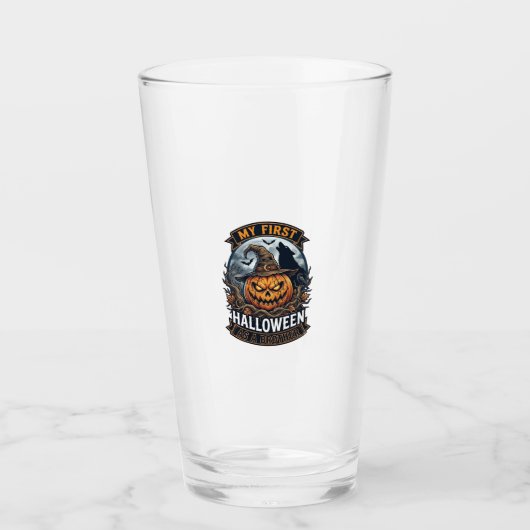 Erstes Halloween als Bruder Kürbis Wolf Mond_1 Glas (Vorderseite)