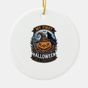 Erstes Halloween Als Bruder Kürbis Wolf Mond_1 Keramik Ornament