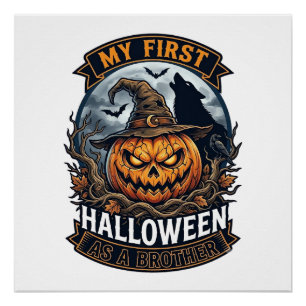 Erstes Halloween als Bruder Kürbis Wolf Mond_1 Poster