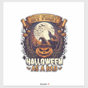 Erstes Halloween als Dad Kürbis Wolf Mond_1 Aufkleber