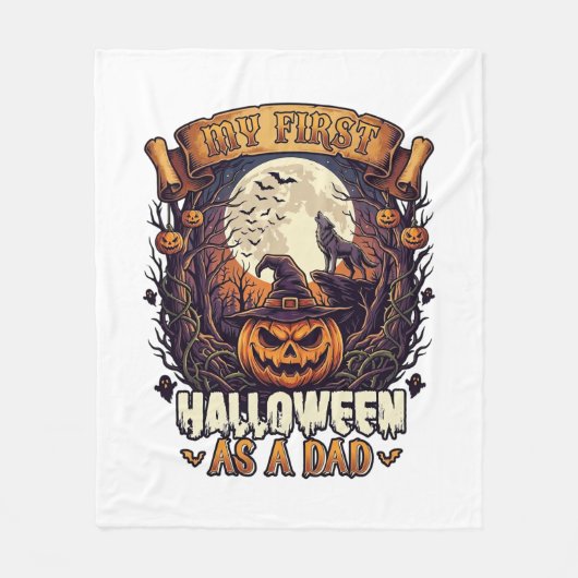 Erstes Halloween als Dad Kürbis Wolf Mond_1 Fleecedecke (Vorderseite)