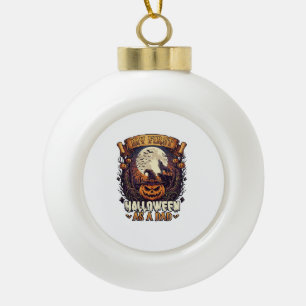 Erstes Halloween als Dad Kürbis Wolf Mond_1 Keramik Kugel-Ornament