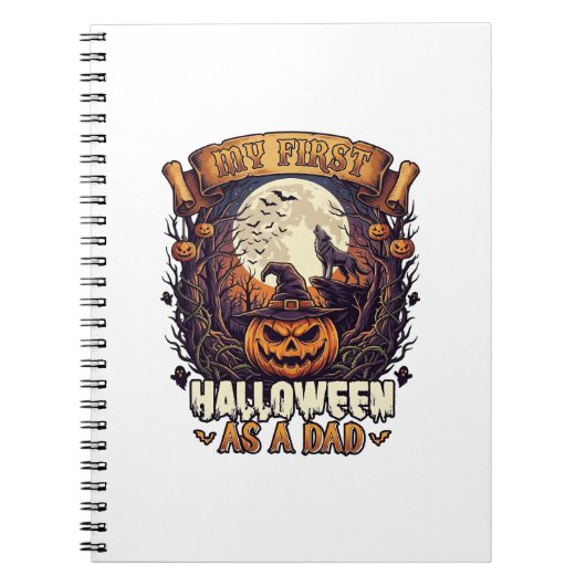 Erstes Halloween als Dad Kürbis Wolf Mond_1 Notizblock (Vorderseite)