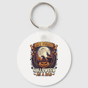 Erstes Halloween als Dad Kürbis Wolf Mond_1 Schlüsselanhänger