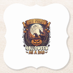 Erstes Halloween als Dad Kürbis Wolf Mond_1 Untersetzer