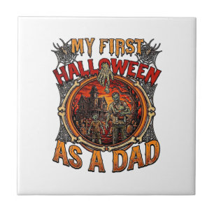 Erstes Halloween als Dad Zombie Spukhaus Friedhof Fliese