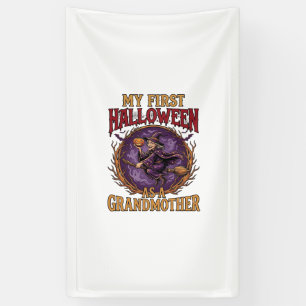 Erstes Halloween als Großmutter Hexe Kürbis Fleder Banner