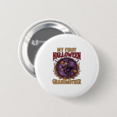 Erstes Halloween als Großmutter Hexe Kürbis Fleder Button (Vorne & Hinten)