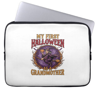 Erstes Halloween als Großmutter Hexe Kürbis Fleder Laptopschutzhülle