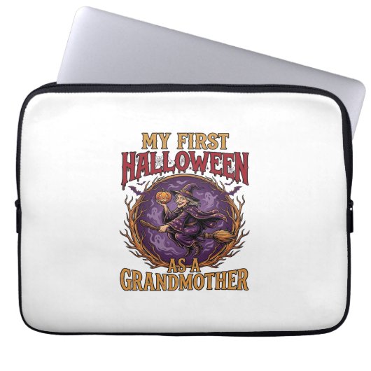Erstes Halloween als Großmutter Hexe Kürbis Fleder Laptopschutzhülle (Vorderseite)
