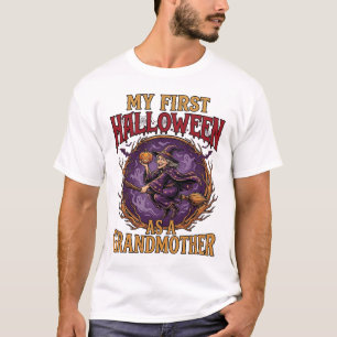 Erstes Halloween als Großmutter Hexe Kürbis Fleder T-Shirt