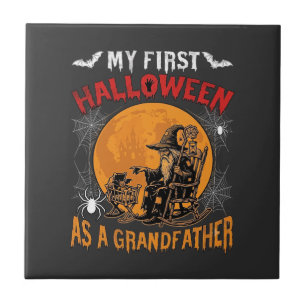 Erstes Halloween als Großvater Zauberer Fledermaus Fliese