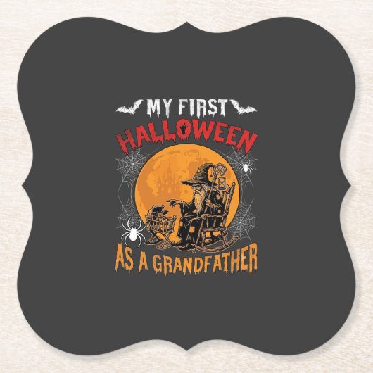 Erstes Halloween als Großvater Zauberer Fledermaus Untersetzer (Vorderseite)