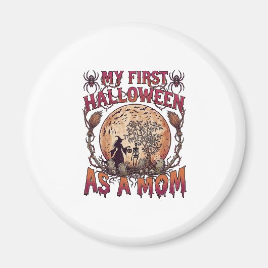 Erstes Halloween als Hexenmutter Skelett Mond_1 Magnet (Vorne)