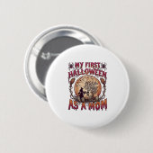 Erstes Halloween als Mutter Hexe Skelett Mond_1 Button (Vorne & Hinten)