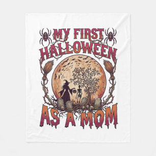 Erstes Halloween als Mutter Hexe Skelett Mond_1 Fleecedecke