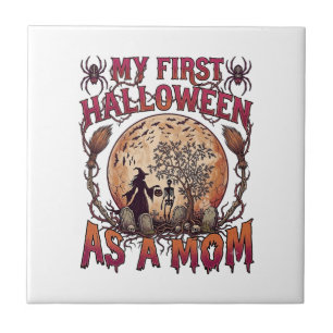 Erstes Halloween als Mutter Hexe Skelett Mond_1 Fliese