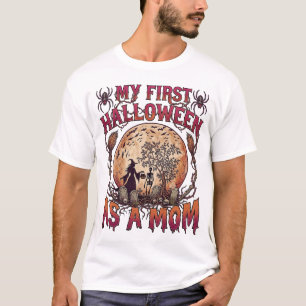 Erstes Halloween als Mutter Hexe Skelett Mond_1 T-Shirt