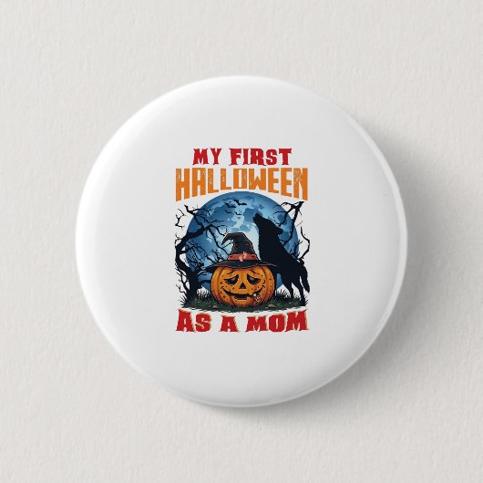 Erstes Halloween als Mutter-Kürbis-Wolf-Mond_1 Button (Vorderseite)