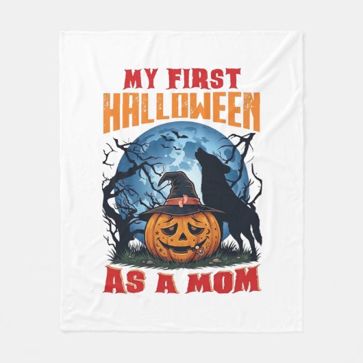 Erstes Halloween als Mutter-Kürbis-Wolf-Mond_1 Fleecedecke (Vorderseite)