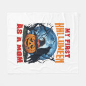 Erstes Halloween als Mutter-Kürbis-Wolf-Mond_1 Fleecedecke (Vorderseite (Horizontal))
