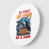 Erstes Halloween als Mutter-Kürbis-Wolf-Mond Große Wanduhr (Winkel)