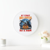Erstes Halloween als Mutter-Kürbis-Wolf-Mond Große Wanduhr (Zuhause)
