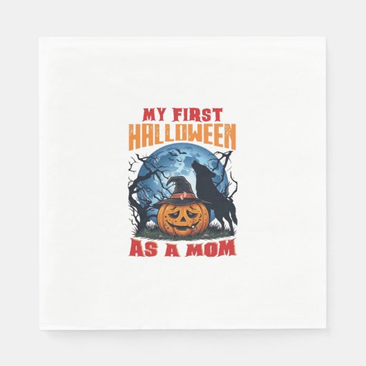 Erstes Halloween als Mutter Kürbiswolfmond_1 Serviette (Vorderseite)