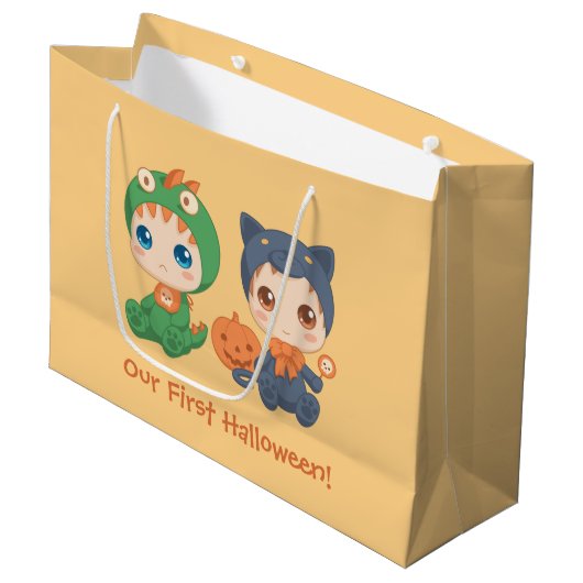 erstes Halloween-Baby Große Geschenktüte (Vorderseite Schrägansicht)