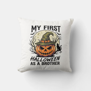 Erstes Halloween Bruder Vintage Kürbis Mond Shirt Kissen