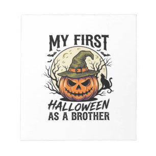 Erstes Halloween Bruder Vintage-Kürbis-Mond-Shirt Notizblock