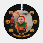 erstes Halloween-Foto Ornament Aus Glas (Rückseite)