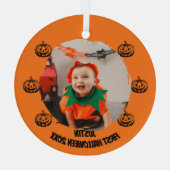 erstes Halloween-Foto Ornament Aus Glas (Rückseite)